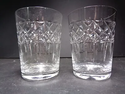 Buy 2 X Cut Crystal Glass Whisky Tumblers Diamond Pattern Star Base Unsigned 230ml • 8.99£