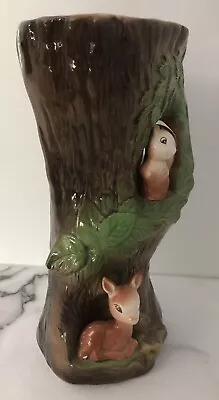 Buy Tree / Deer With Squirrel Eastgate Withernsea Pottery Fauna Vase England No. 94 • 7.50£
