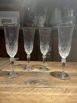 Buy Four Piece High Quality Crystal Champagne Glasses Vintage Heavy Crystal Cut Glas • 35£