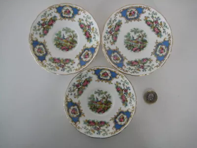Buy 3 X VINTAGE FOLEY CHINA ENGLAND BROADWAY BLUE SMALL COFFEE SAUCERS COALPORT • 16.99£