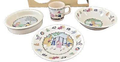 Buy Laura Ashley Playtime Porcelain Child’s Plate And Bowl Set Of 4 Made In England • 30.22£