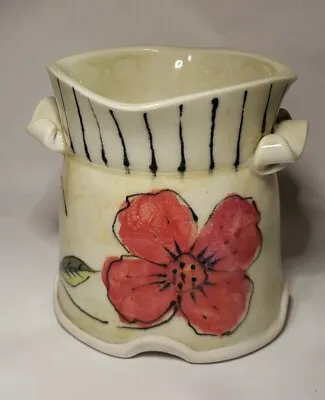 Buy Hudson River Pottery Studio Art Vase Floral Signed Karen McKee 6  X 5.5  • 33.70£