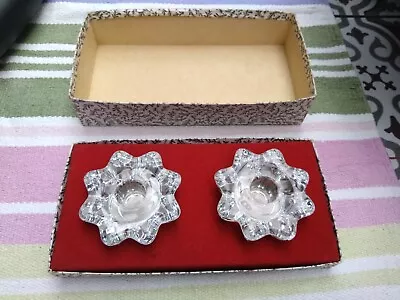 Buy Fabulous 1950's Vintage Pair Of Glass Candle Holders In Original Box • 29.99£