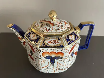 Buy Antique Imari Style Blue Gold And White Wade Heath Pottery Teapot Gaudy Welsh • 30£