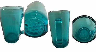 Buy Vintage Glass Jug 1950/60s  Turquoise Teal Glass Jug Pitcher Vase 17cm • 10£