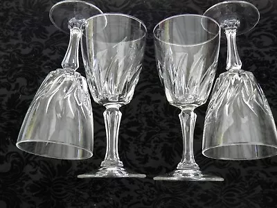 Buy Set Wine Glasses Cut Glass Swirl Pattern Vintage X 4 • 12£