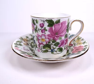 Buy Vintage Crown Staffordshire 77117 Floral Coffee Can Cup And Saucer • 5.99£