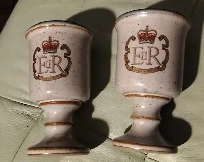 Buy 2 Grayshott Pottery Goblets Queens Silver Jubilee  • 10.50£