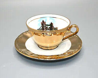 Buy Vtg Bone China Bavaria Western Germany Gold Tea Cup Saucer London Tower Bridge • 18.82£