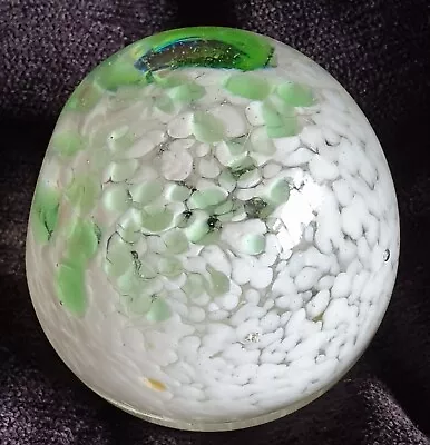 Buy Glass Paperweight Vintage Collectors Mottled White & Translucent Green #24 • 15£