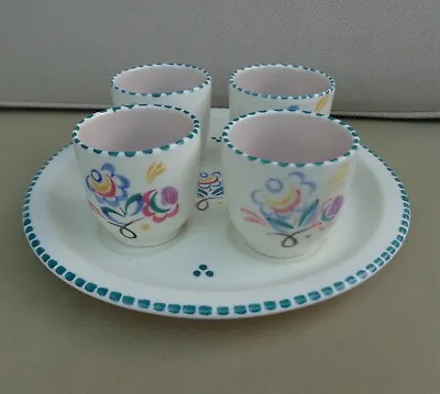 Buy Poole Pottery Four Egg Cups & Plate Stand In Traditional Double Floral Design   • 18.20£