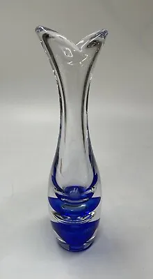 Buy Vas Vitreum Swedish Hand Blown Glass Crystal Vase Mid Century SIGNED (Code 2HM4) • 26.83£