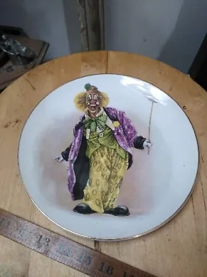 Buy Circus Clown Decorative Fenton Vintage Plate 9  Gold Color Trim • 12£