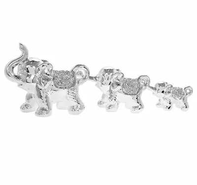 Buy Mille Crystal Set Of 3 Elephants Ornaments Silver Sparkle Gift Present • 19.99£