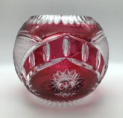 Buy Vase / Bowl Cranberry Cut To Clear 6.75 Inches • 241.05£