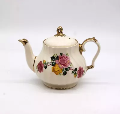 Buy SADLER TEAPOT Vintage Pink & Yellow Roses And Gold Tea Pot Pale Yellow • 3.49£