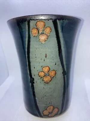 Buy Pottery Vase By Renee Altmann Blue Glaze With Grey/copper Detail • 26.05£