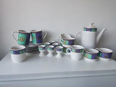 Buy Vintage Royal Norfolk Sea Blue Breakfast Coffee Cups Mugs Plates Teapot Set Of23 • 45.98£