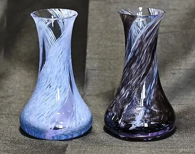 Buy Caithness Glass A Pair Of Vases Purple & Blue Scottish Glass Bud Vases • 11.99£