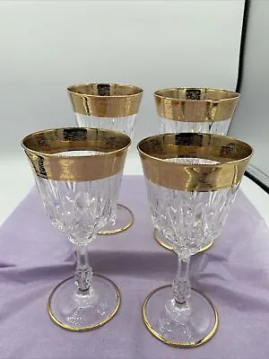 Buy VTG Crystal Wine/Champagne Glasses, 24K, Set Of 4 #1 • 56.90£