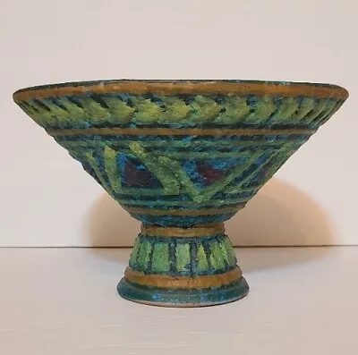 Buy MCM Londi Bitossi Raymor Italy Art Pottery Style Compote Footed Bowl Lava Glaze • 104.19£