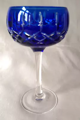 Buy Walsh Cobalt Blue Overlay Cup Bowl Crystal Cocktail/Wine Glass. C1930. Signed • 32£