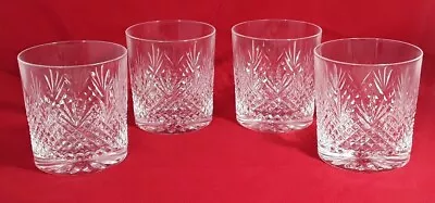 Buy Set Of 4 Rare Small Edinburgh Cut Crystal Spirit Whisky  Tweed  Pattern Glasses  • 55£