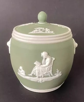 Buy Antique  Wedgwood Green Jasperware Tobacco Jar Circa 1890 • 78£