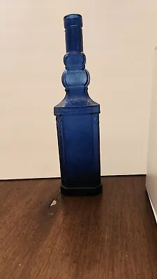 Buy Vintage Cobalt Blue Glass Bottle With Rope Design 11.5 • 12.73£