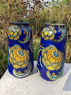 Buy Vintage Pair Royal Stanley Ware Vases, Art Deco Jacobean Ware • 75£