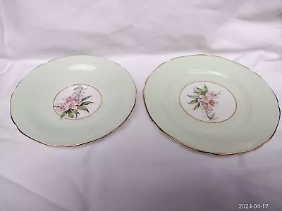 Buy Vintage (GOOD CONDITION) Paragon China Plate And Saucer Green & Pink Flowers • 35£