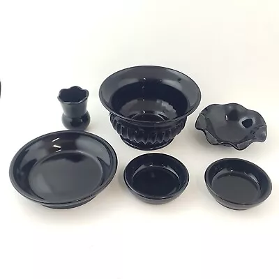 Buy Victorian Davidson Black Glass Bowl Pin Dishes - 6807 OA • 45£