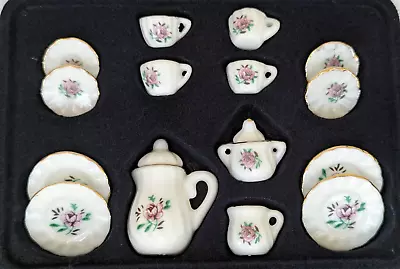 Buy PURPLE FLOWERS China Tea Set Porcelain 1:12th Scale Dolls House Miniature UH • 6.50£