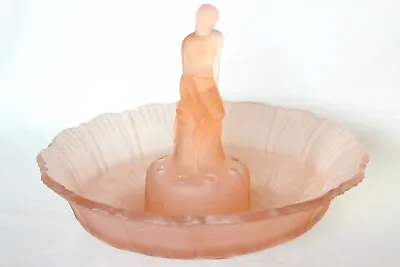 Buy Art Deco Frosted Pink Glass Seated Lady In 'Rose' Bowl By Sowerby • 36.99£