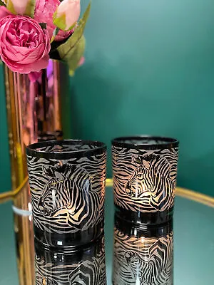 Buy Zebra Glass Candle Holders Set Of 2 • 9.99£