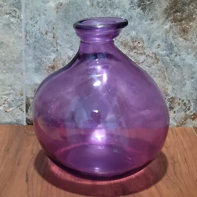 Buy VTG Glass Purple Amethyst Round Bulb Vase • 23.93£