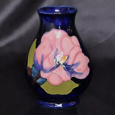 Buy Moorcroft Pottery Blue Ground Magnolia Pattern Small 4  Vase, C.1950's • 19.50£