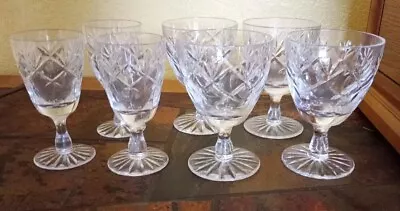 Buy 7 Vintage Webb Corbett Prince Charles Crystal Cut Glasses Antique Wine & Sherry • 35£