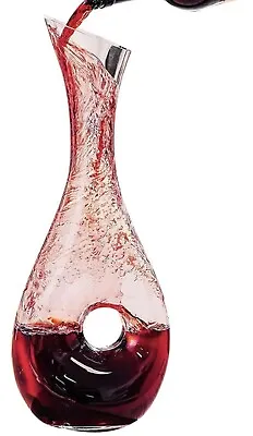 Buy Hand Blown Wine Decanter With Doughnut Hole 1.2l RRP £59.99 • 14.99£