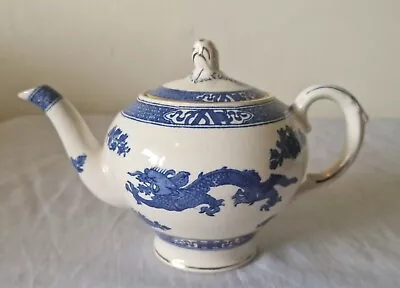 Buy Vintage Royal Cauldon Dragon Blue & White Teapot Gold Trim Stunning VGC • 19.99£