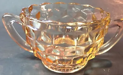 Buy Vintage Jeannette Cubist Depression Glass Pink Double Handled Open Sugar Bowl • 11.83£