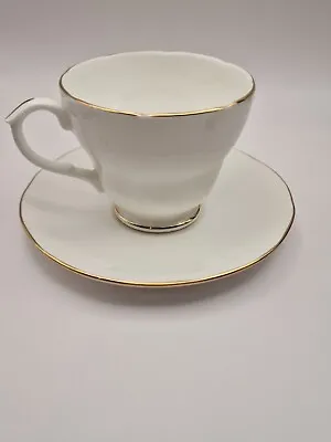 Buy Vintage Duchess - Gold Edge Gilded Rim Classic White Tea Cup Saucer Duo  • 5£