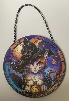 Buy HD Witches Cat Sun Catcher Multi-Coloured Hanging Decor Stained Glass Effect • 5.95£