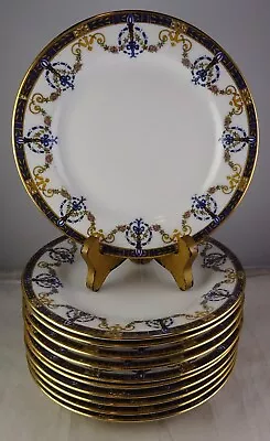 Buy 11 Pouyat Limoges Antique Porcelain Bread Plates Swags Flambeau Gold Trim • 160.08£