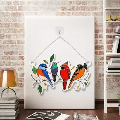 Buy Stained Glass Birds Colourful Garden Window Suncatcher Hanging Rainbow Maker • 6.70£