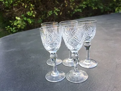 Buy 5 Vintage Thomas Webb Crystal St Andrews Pattern Liqueur Glasses 10cm Or 4  High • 6.99£