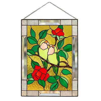 Buy Stained Glass Birds Panel Window Hanger For Garden Outdoor (2) • 10.74£
