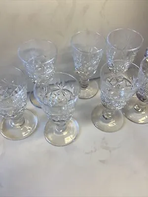 Buy 8 X Royal Brierley Crystal Bruce Cut Pattern Liqueur Cordial Glasses - Signed • 20£