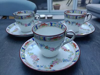 Buy Mintons Minton Rose A4807 Set Of Three Rare Demitasse/coffee Cups & Saucers • 23.99£