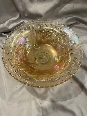 Buy Vintage 8 Inch Wide Depression Gold Glass Bowl￼ • 11.38£